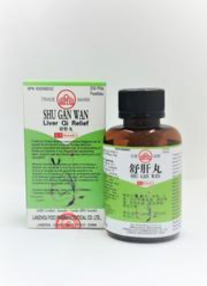 Shu Gan Wan. Traditional Chinese Medicine used to remove stagnant Liver Qi; regulate Qi and stomach functions. Provides relief from symptoms associated with stagnant Liver Qi including feeling of fullness and distention in the chest and hypochondriac region, epigastric pain and distress, vomiting, belching, and acid regurgitation 